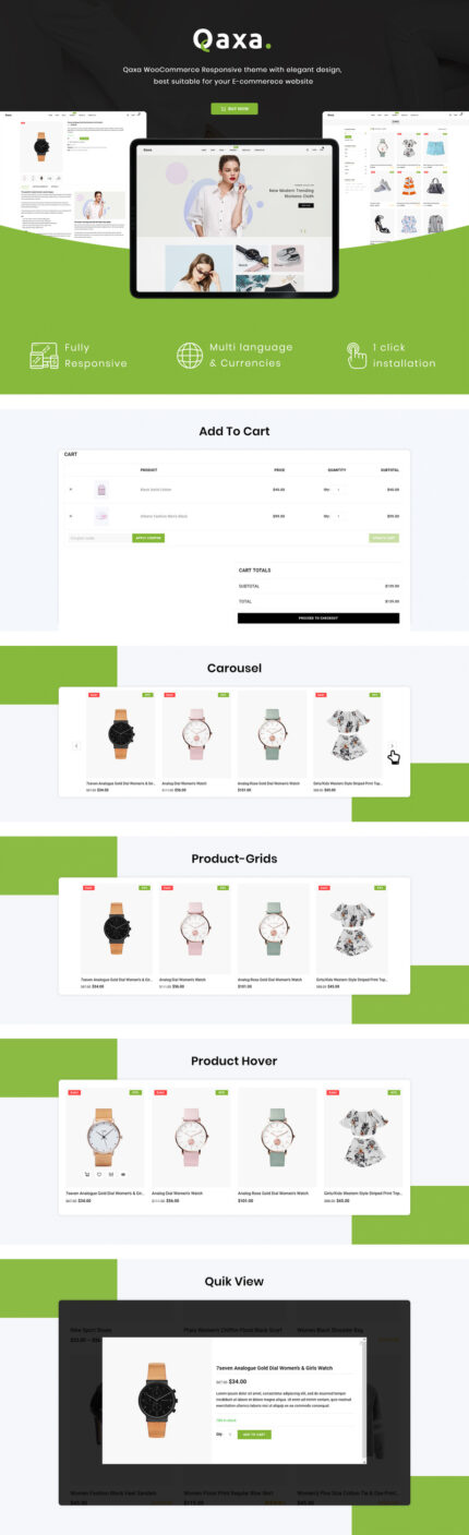 Qaxa - Tema WooCommerce Toko Responsif Fashion - Fitur Gambar 1