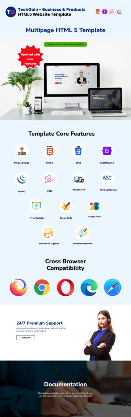 TechGain - Template Situs Web HTML5 Bisnis & Produk - Fitur Gambar 1