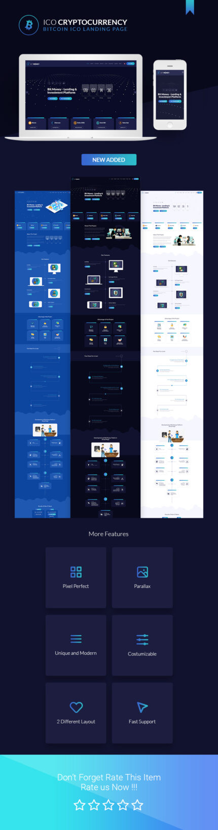 Templat Halaman Arahan ICO Cryptocurrency Bitcoin - Fitur Gambar 1