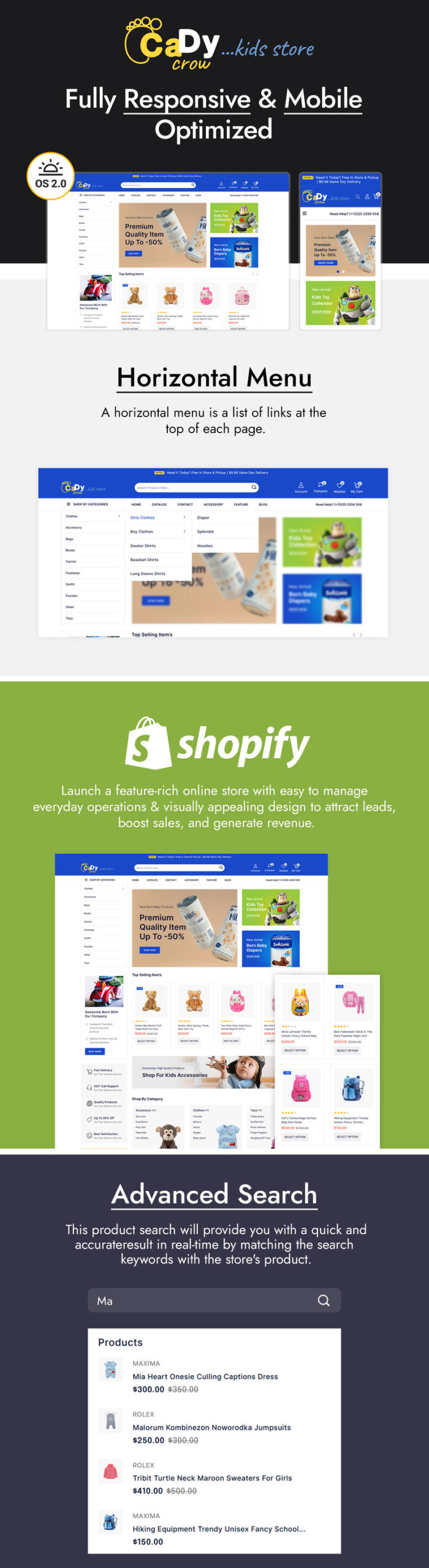 CadyCrow - Tema Shopify Toko Mainan dan Anak-anak - Fitur Gambar 1