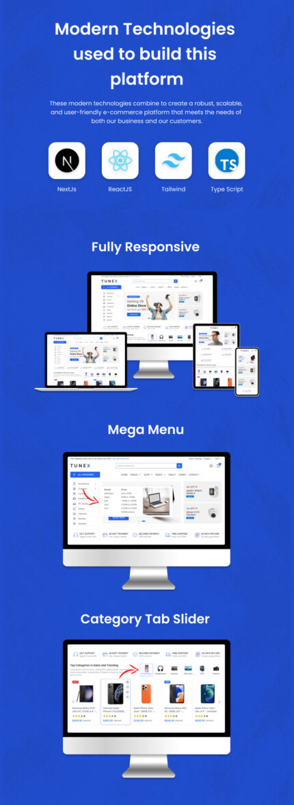 TuneX - Template React NextJs eCommerce Serbaguna - Fitur Gambar 1