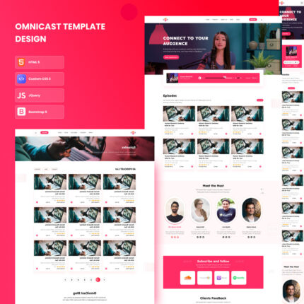 OmniCast – Template HTML Situs Web Podcast untuk Pemutar Audio & Video - Fitur Gambar 1