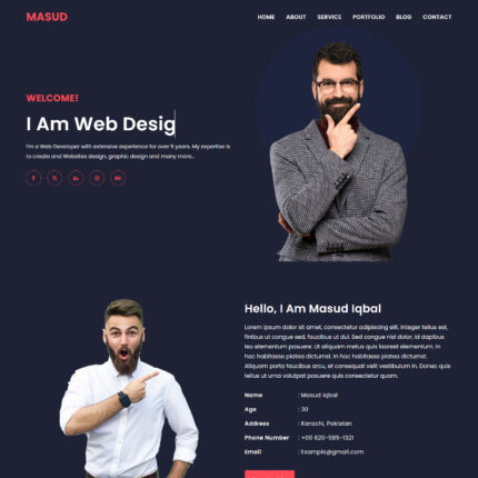 Template Halaman Arahan HTML5 Portofolio Pribadi Masud - Fitur Gambar 1