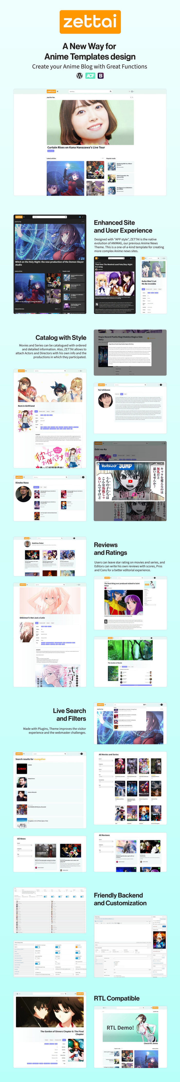 ZETTAI - Tema WordPress Blog dan Basis Data Anime + RTL - Fitur Gambar 1