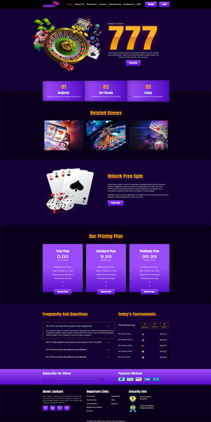 Jackpot - adalah Template HTML Kasino & Perjudian yang unik dan mudah digunakan - Fitur Gambar 1