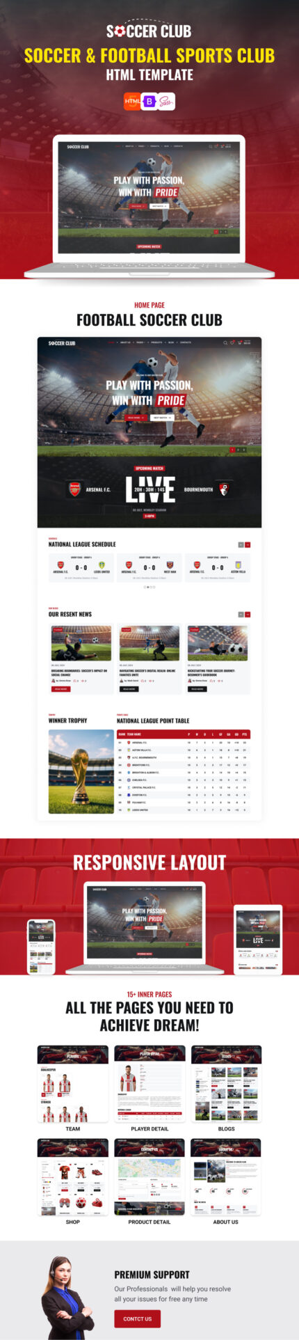 Soccer Club: Template HTML Olahraga Sepak Bola Premium untuk Tim Dinamis - Fitur Gambar 1