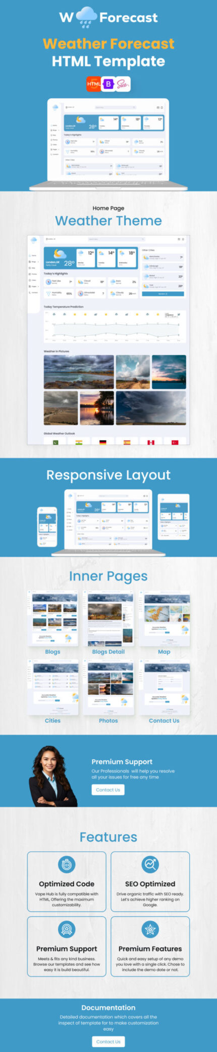 Prakiraan Cuaca - Template Bootstrap HTML Responsif Prakiraan Cuaca Komprehensif - Fitur Gambar 1