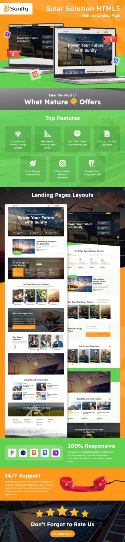 Sunify - Template Halaman Arahan HTML5 Bootstrap Energi Surya - Fitur Gambar 1