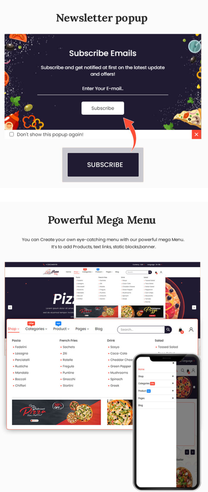 Template OpenCart Responsif Restoran Online Pizzaking - Fitur Gambar 2