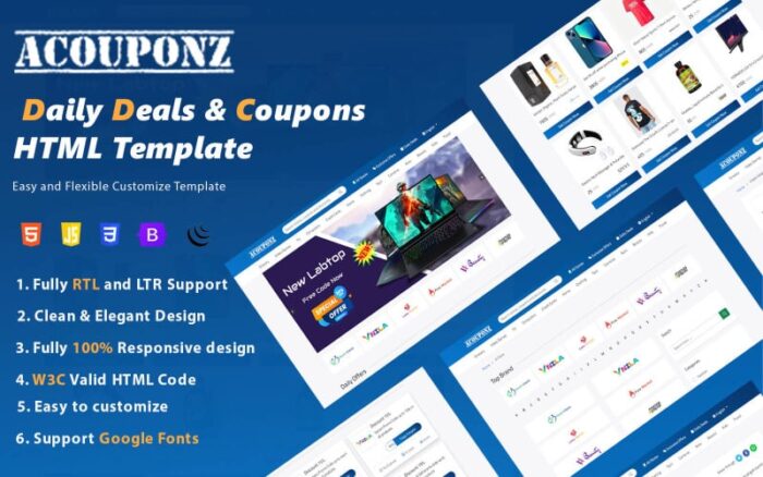 AcouponZ - Daily deals & coupon codes Bootstrap template