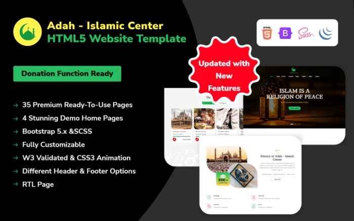 Adah - Template Situs Web HTML5 Pusat Islam