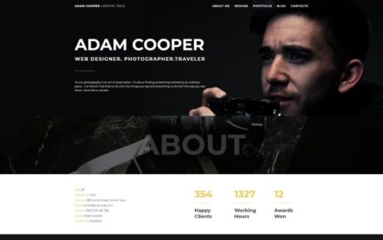 Adam Cooper - Template Joomla Pendaratan Portofolio Fotografer