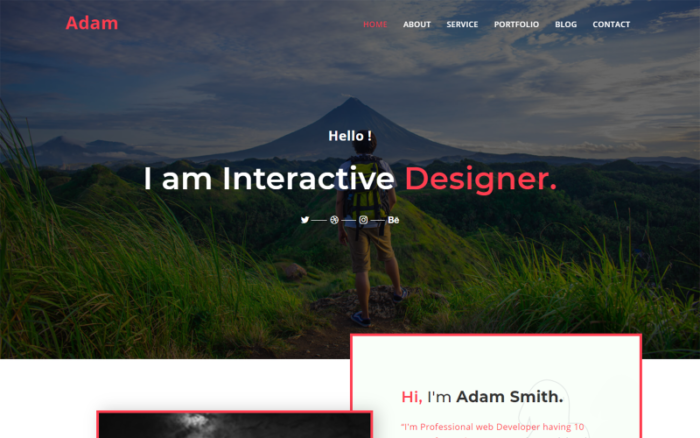 Template Halaman Arahan HTML5 Portofolio Pribadi Adam