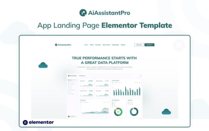 AiAssistantPro – Template Elementor Halaman Arahan Aplikasi