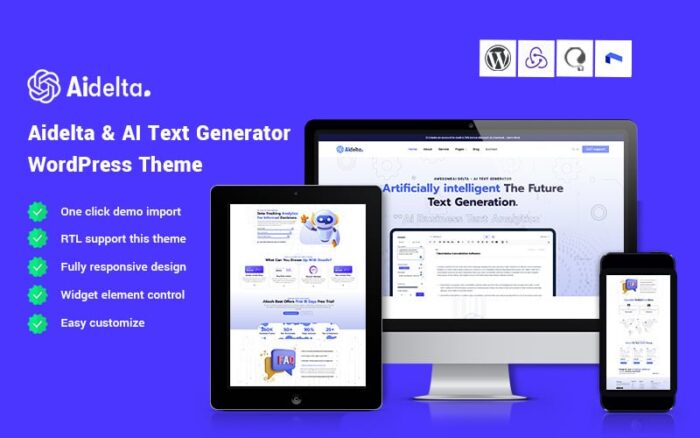 Aidelta - Tema WordPress Pembuat Teks AI