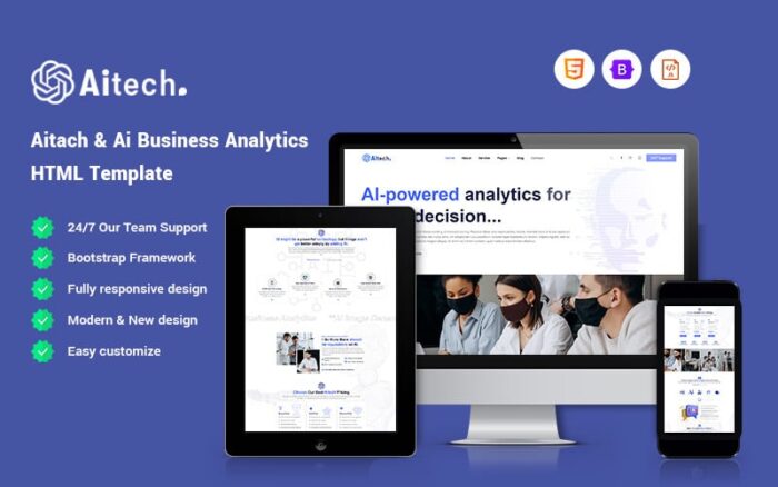 Aitach - Template Situs Web Analisis Bisnis AI