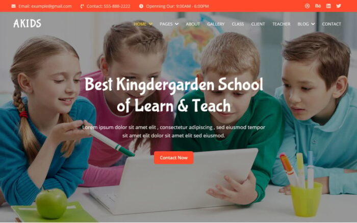 Akids - Templat Situs Web Sekolah Kingdergarden