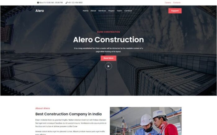 Alero - Template Halaman Arahan HTML5 Bootstrap Konstruksi & Industri