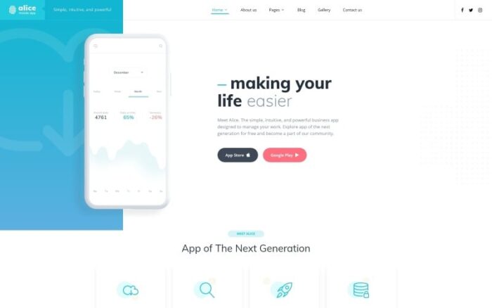 Alice - Template Joomla Bersih untuk Aplikasi Seluler
