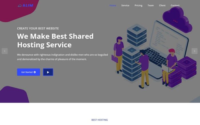 Alim - Template Halaman Arahan Bootstrap Web Hosting