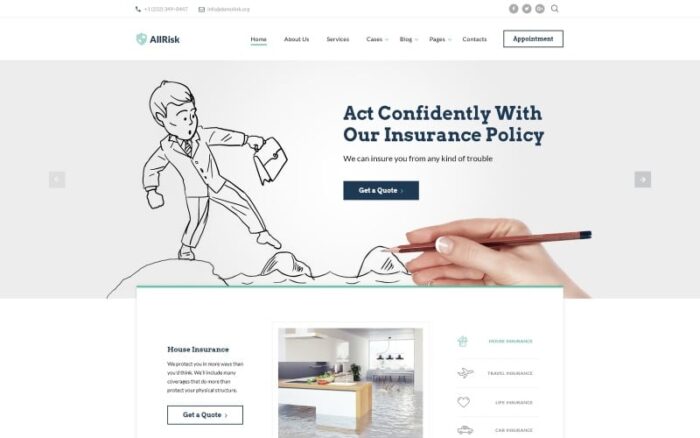 AllRisk - Template Situs Web Multihalaman Perusahaan Asuransi