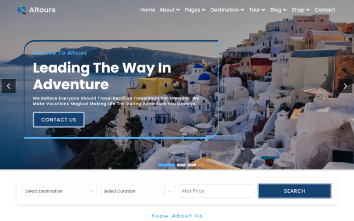 Altours - Template Situs Web Bereaksi Agen Perjalanan