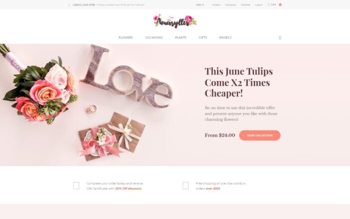 Amaryllis - Tema WooCommerce Toko Bunga