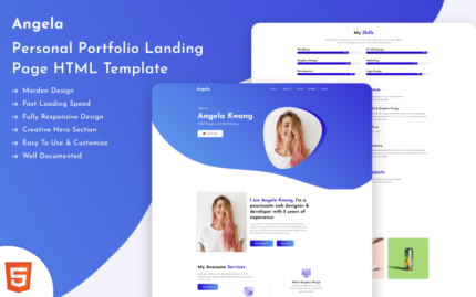 Angela - Personal Portfolio Landing Page HTML Template