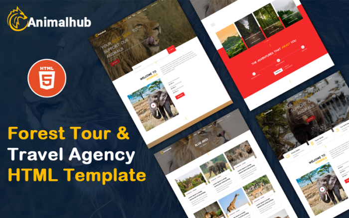 Animalhub - Templat HTML Agen Perjalanan & Tur Hutan