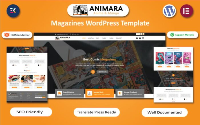 Animara - Templat Elemen WordPress Majalah Anime & Manga