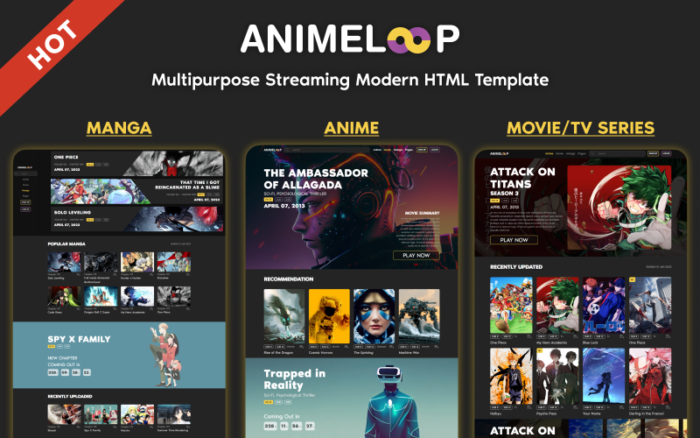 Anime Loop – Template Situs Web HTML Streaming Anime Manga & Film