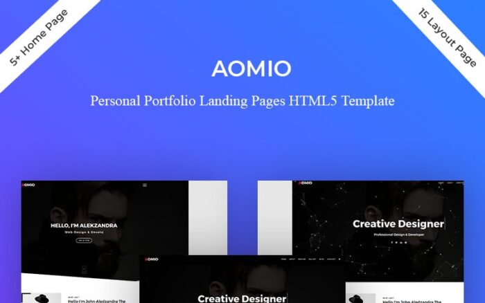 Templat Halaman Arahan Portofolio Pribadi Aomio