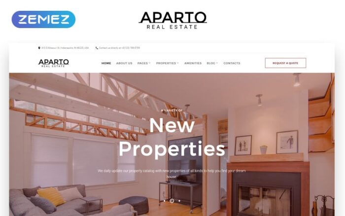 Aparto - Template Situs Web HTML Multihalaman Responsif untuk Properti