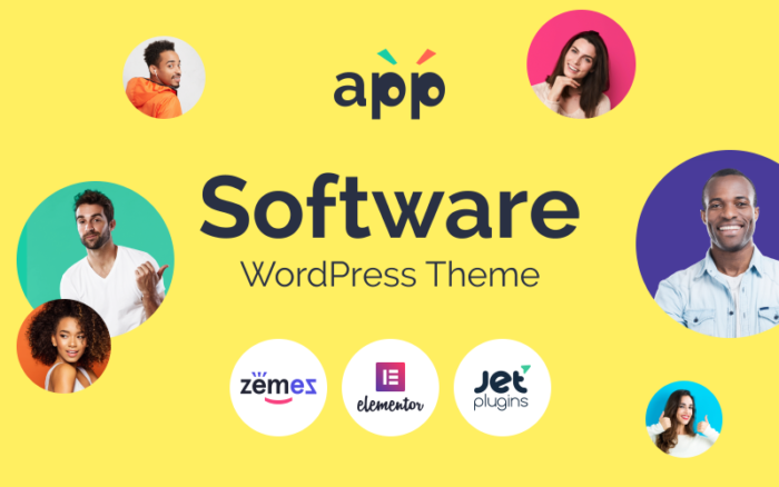 Aplikasi - Template Perangkat Lunak dengan Tema WordPress Elementor Builder
