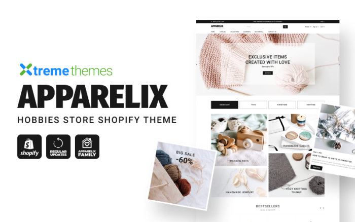 Toko Hobi Apparelix, Tema Shopify Kerajinan Tangan