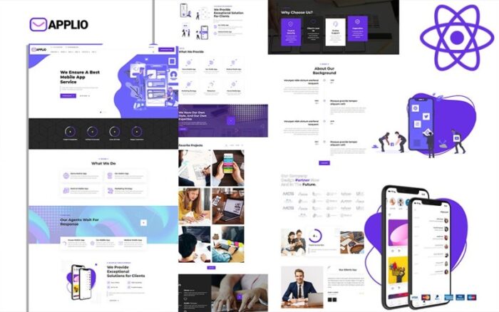 Template Situs Web React Js Aplikasi Seluler Startup Applio