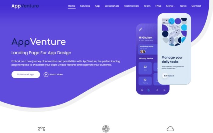 AppVenture - Template Halaman Landing Aplikasi