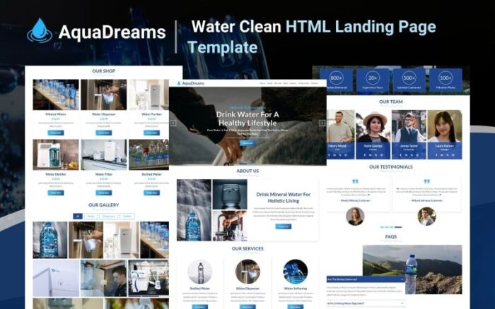 AquaDreams - Template Halaman Arahan HTML5 Air Bersih