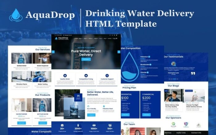 AquaDrop - Template Situs Web HTML5 Pengiriman Air Minum