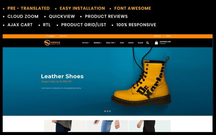 Template Opencart Toko Sepatu Aquila