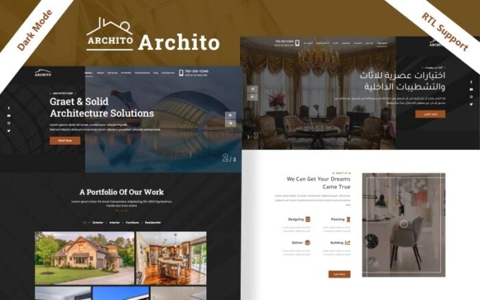 Archito - Template Halaman Arahan HTML Arsitektur dan Desain Interior