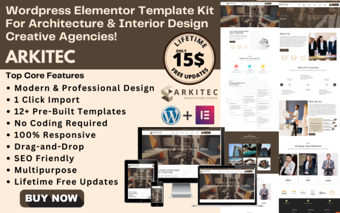 ARKITEC -  Interior Design, Construction & Architecture WordPress Elementor Template Kit