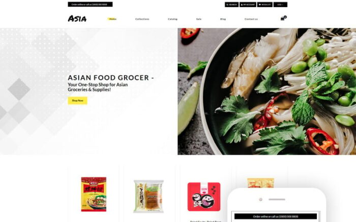 Asia - Toko Makanan Asia Online Tema Shopify Bersih