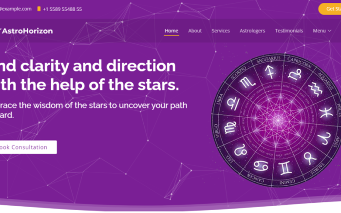 AstroHorizon - Template Halaman Arahan HTML Astrologi