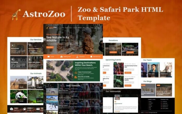 AstroZoo - Template HTML5 untuk Situs Web Kebun Binatang dan Taman Safari