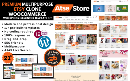 Atse-Store - Kit Elementor Template Woocommerce Serbaguna untuk Toko Kerajinan Tangan & Pakaian