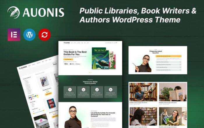 Auonis - Tema WordPress Perpustakaan Umum, Penulis Buku, dan Penulis