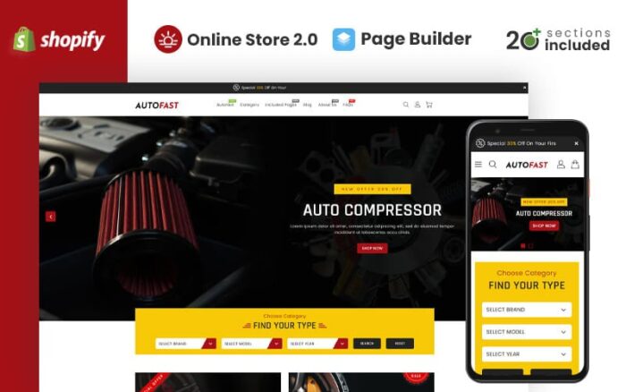 Tema Shopify Toko Suku Cadang Mobil AutoFast