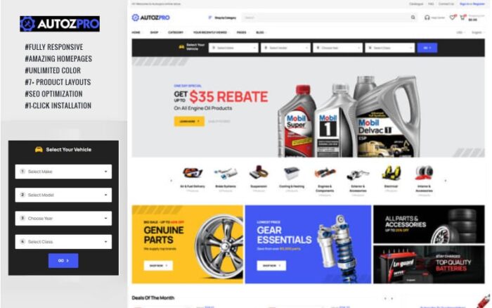 Tema PrestaShop Toko Suku Cadang Mobil Autozpro