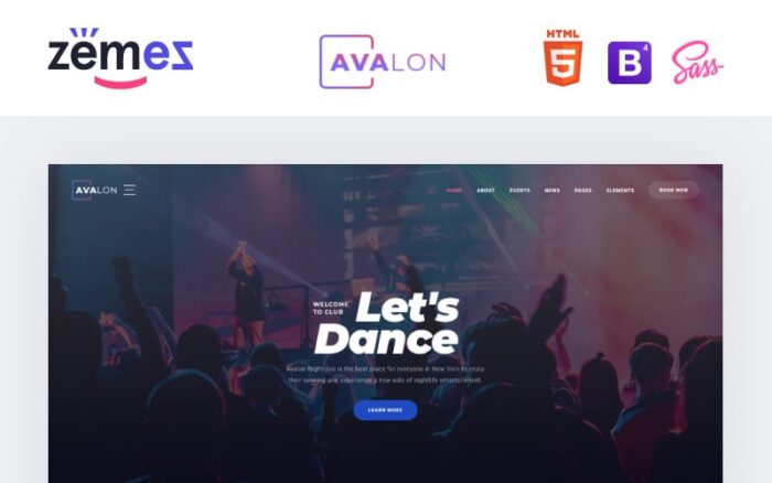 Avalon - Template Situs Web Responsif Klub Malam